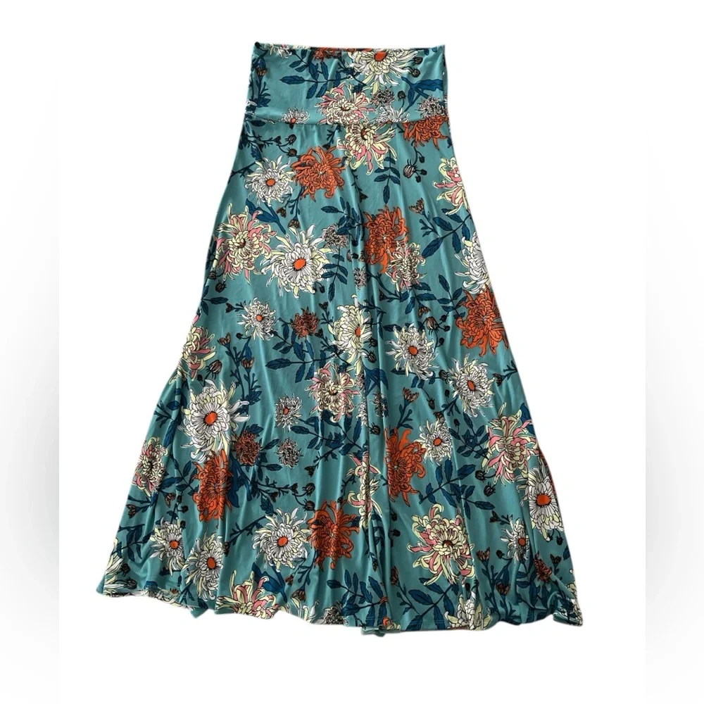 LuLaRoe Floral Maxi Skirt • Foldable Yoga Waistband • A-line • Ankle-length - Picture 4 of 9